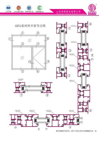 GR53系列外開窗節(jié)點(diǎn)圖